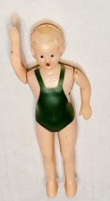 Vintage Miniature Swimmer Gymnast Doll Plastic 5" Tall USA PAT PEND