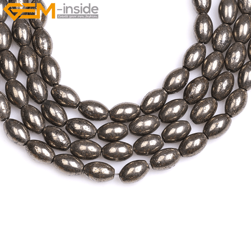 Natural Gray Pyrite Gemstone Loose Beads Olivary For Jewelry Making Strand 15"GI - Picture 32 of 39