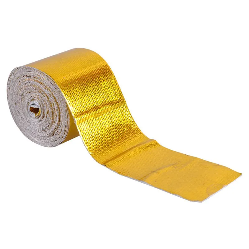 Car Pipe Fiberglass Heat Shield Self-Adhesive Wrap Gold Reflective