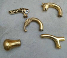Lot of 5 Vintage Style Solid Brass Head Handle For Walking Stick Halloween Shaft