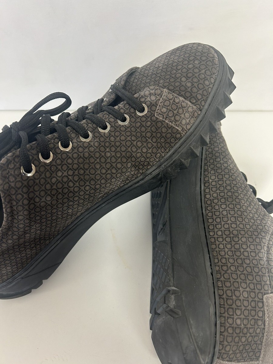 Ferragamo Low Cut Men's Suede Gancini Logo Sneaker Dress