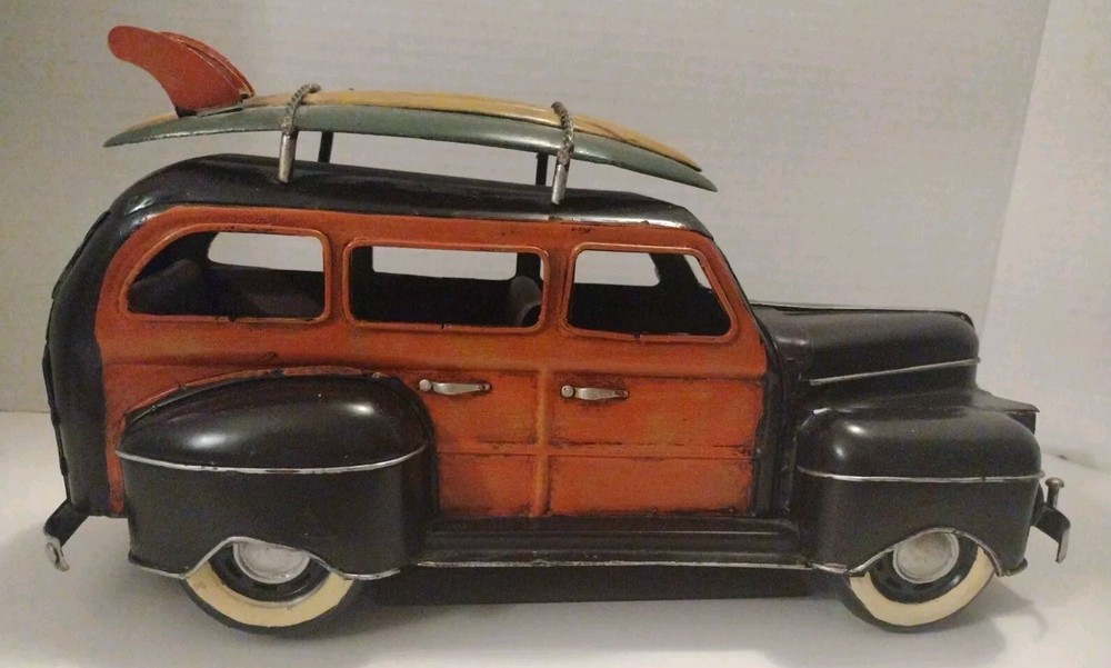 1949 Black FORD WOODY WAGON with SURFBOARDS 12