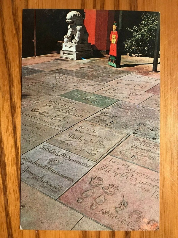 Vintage Postcard - FOOTPRINTS OF THE STARS - Hollywood, CA  1957 Postcard CHROME