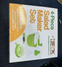 S&K 4-Piece Salad Maker Set: Spinner, Cutter Bowl, Dressing Shaker, Avocado Slic
