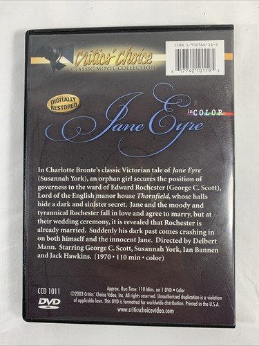 Jane Eyre (1971) - with George C. Scott -DVD in Color - Foto 2 di 3