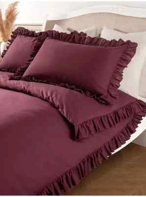 Stacey Solomon Wine Frill Pure Cotton Duvet Set Wine 100% cotton Frill edge NEW