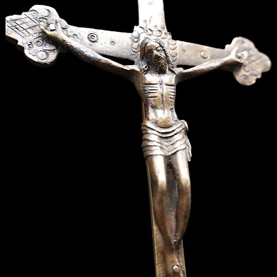 Croce in ottone per asta stendardo 18x33 cm