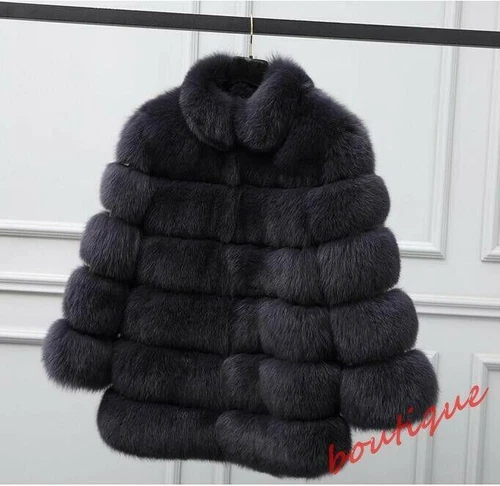 Women's Stand Collar Faux Fur Coat Mid Long Furry Casual Parka coat - Bild 31 von 38