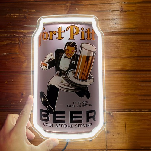 Fort Pitt Beverage Beer Can Neon Bar Store Party Art Wall Decor LED 12"x7" H4 - Picture 2 of 5