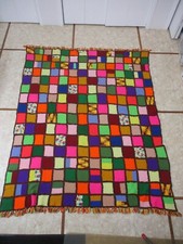 Vintage Granny Square Afghan Quilt Twin Crochet Throw Blanket Handmade 83"x68"