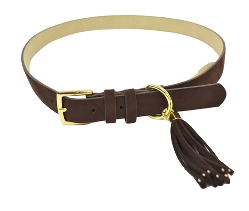 Gold Tone Chain Link Burgundy Suede Leather Skinny Belt  display picture 2
