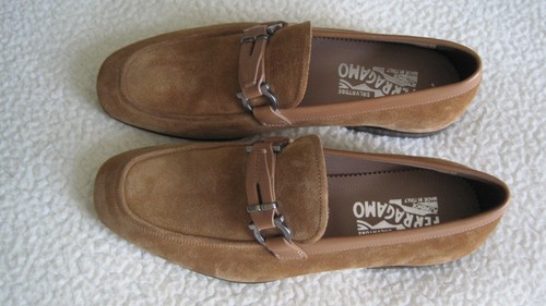 NEW SALVATORE FERRAGAMO TUCKER Camel Suede men loafers size 6.5 2E - Picture 7 of 14