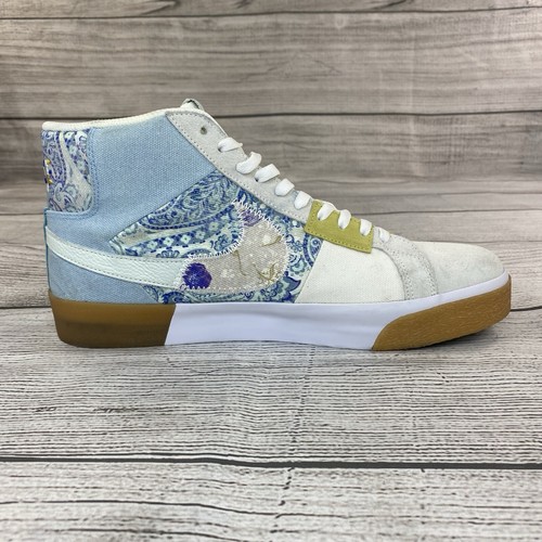 NIKE SB Zoom Blazer Mid Men 13 Sneakers Boarder Blue Floral Paisley DM0859-400 - Picture 14 of 18