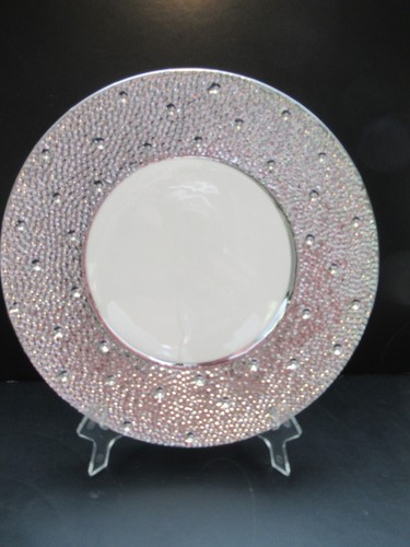 Balvery 10" Dinner Plates White w Silver Rim Set 4 - Picture 6 of 12