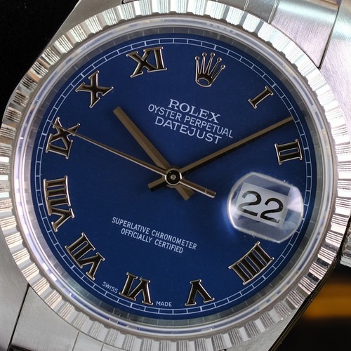 Da Uomo Rolex Datejust SS 36mm Blue Quadrante Romano MOTORE trasformato  Lunetta Orologio - 16030 | eBay