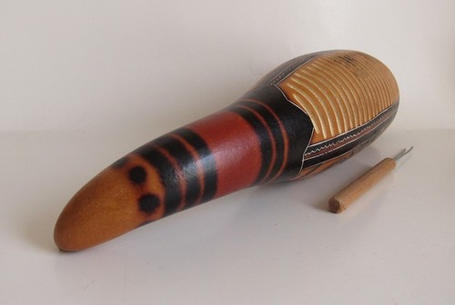 Peruvian Guiro Musical Latin Percussion Instrument With Scraper 12 1/2"H - Picture 10 of 13
