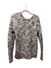 LOFT Women's Sweater Space Dye Double V Neck Pullover Size XS