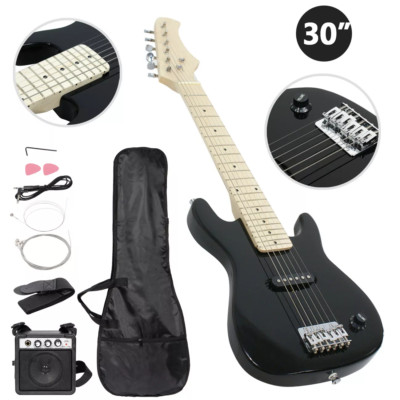 Kids Beginner Guitar With Amp Case 30'' Electric Guitar Accessories Pack Black