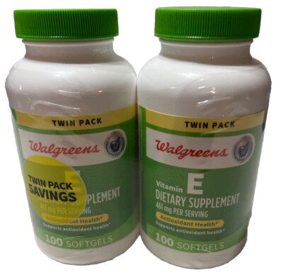 Twin Pack Walgreens Vitamin E Dietary Supplement 200 Softgels Sealed  04/2026
