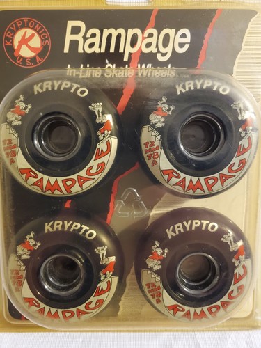 INLINE SKATE WHEELS - SET OF 4 - KRYPTONICS - RAMPAGE - 72MM 78A - NOS - Picture 2 of 4