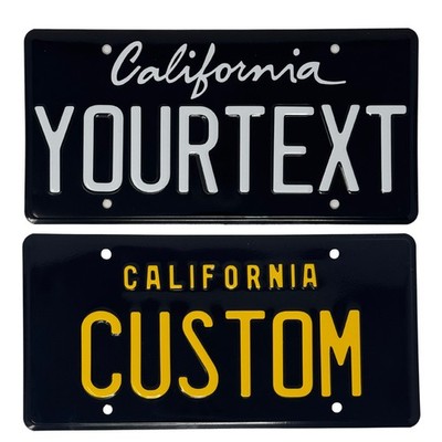 California Style US Embossed License Plate USA Black and White Custom Reflective