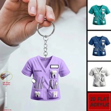 4Pcs Dentist Keychains,Acrylic Dentist Uniform Pendant Keychains Dentist Jewelry