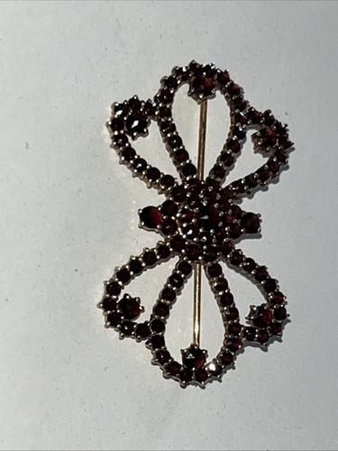 Vintage Brosche 900 .G2 Silber vergoldet Granat Tracht 5 cm X 3 cm . 9 Gramm - Bild 9 von 13