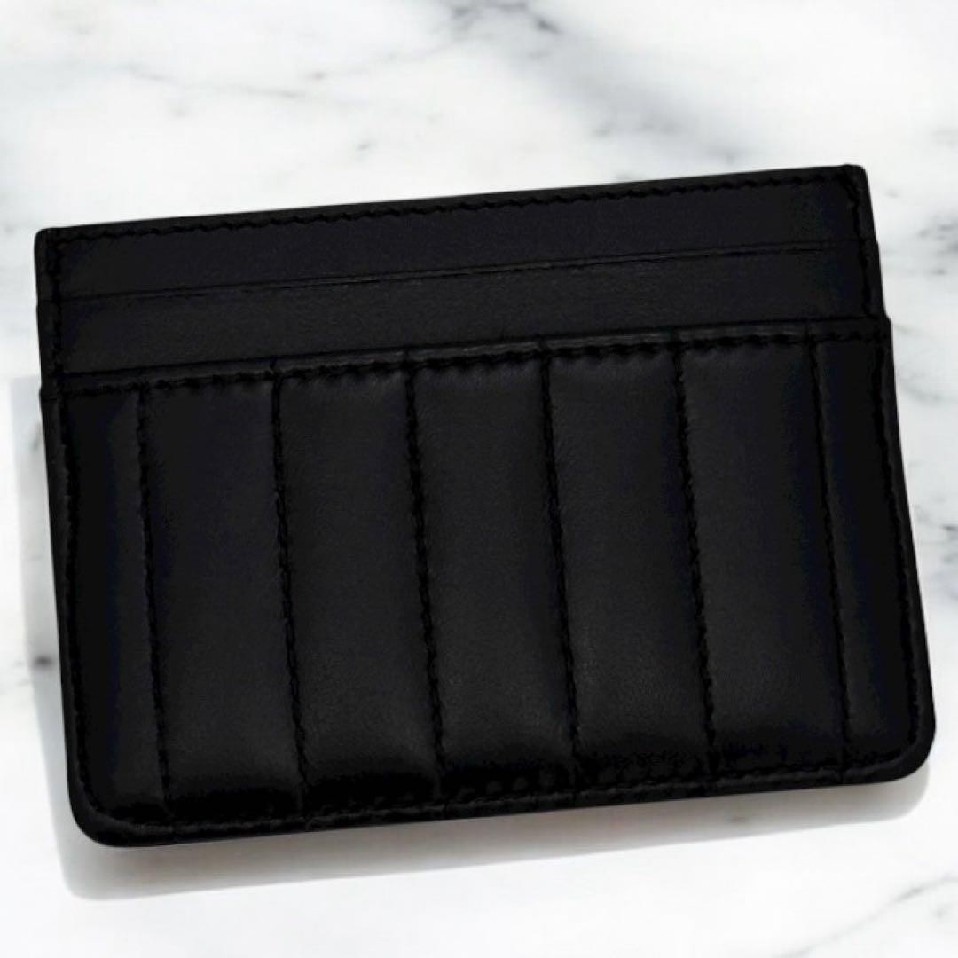 BURBERRY Lola Quilted Card Case TB Logo Leather Black 3.9 inch Used Very Good image 2
