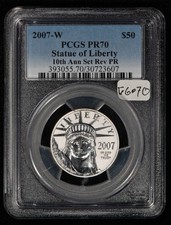 2007-W $50 1/2 oz Platinum American Eagle Statue of Liberty - PCGS PR 70 - G6070 3300.00 per troy oz