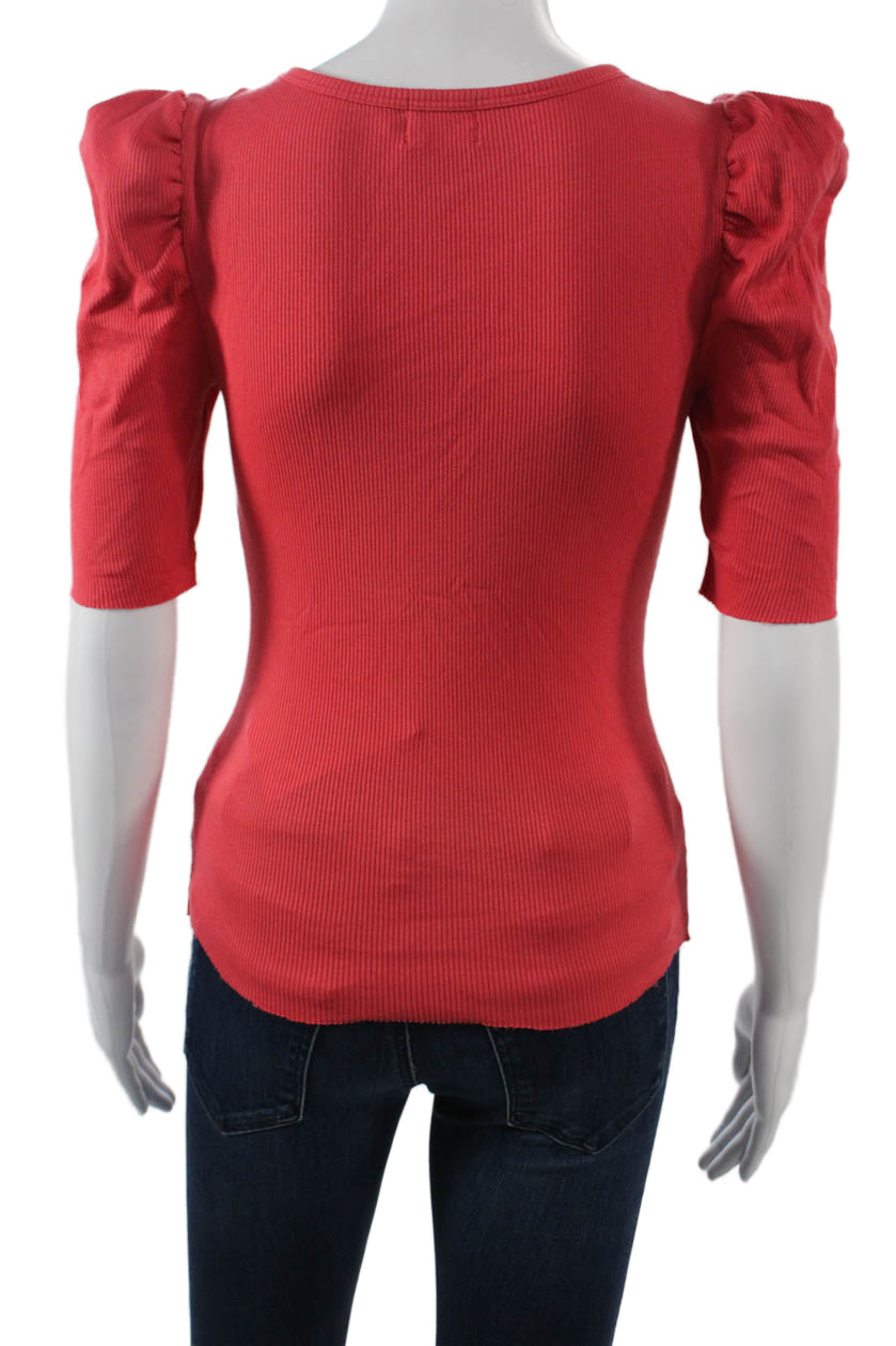 Nation LTD Womens Basic Red Square Neck Short Sle… - image 3