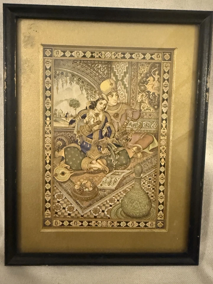 Juego de impresión de arte en miniatura persa vintage (lote de 5)- detalles de lámina de oro Foto 3 de 4