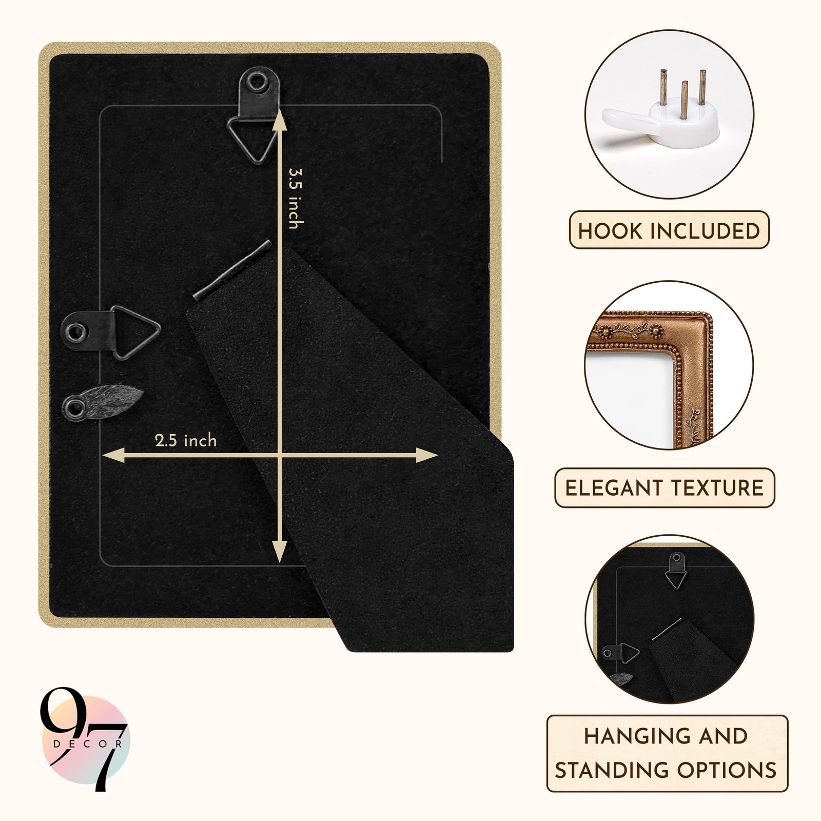 Small Vintage Picture Frames 2.5 X 3.5 - Mini Ornate Wallet Size Frame, Bronz...