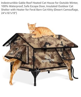 Indestructible Gable Roof Heated Cat House Insulated Feral Barn Indoor Outdoor