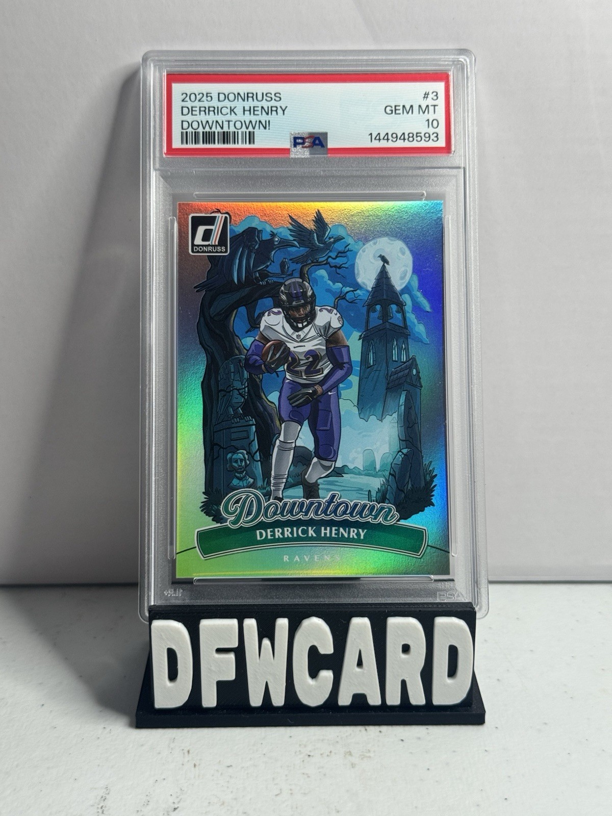 2025 Panini Donruss Downtown! Case Hit Derrick Henry #3 PSA GEM MT 10 Ravens