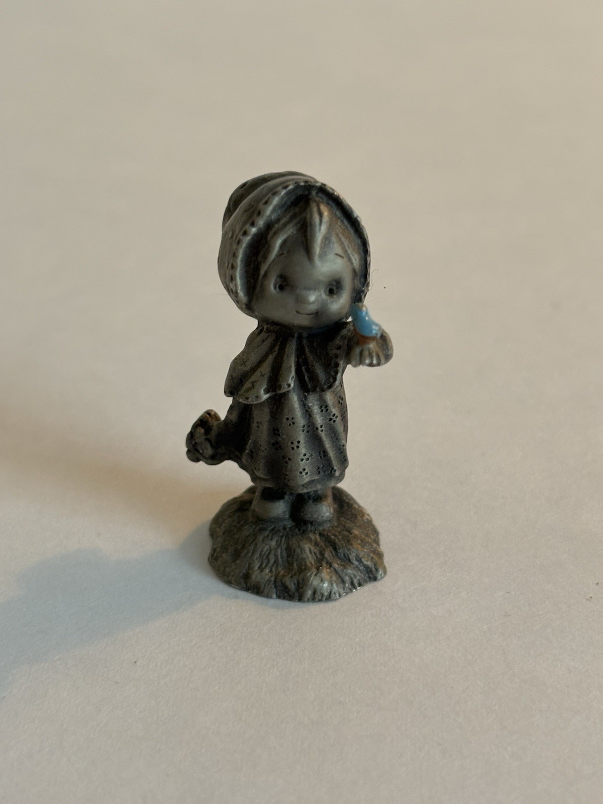 Vintage Pewter 1977 Hallmark Little Gallery Betsey Clark w/Bluebird Figurine