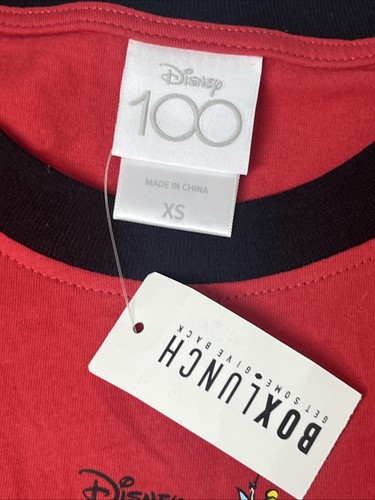 Disney Ringer T Shirt XS Red 100 Years of Music & Wonder Mickey's Band BoxLunch - Picture 4 of 8