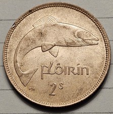 Ireland 1941 Two Shilling / Florin Silver coin Almost Uncirculated 