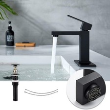 Black Bathroom Faucet Single Handle One Hole Bathroom Faucet with Pop Up Drain