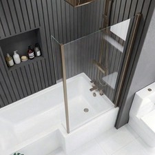 Delphi Elements Brushed Bronze Hinged L-Shaped Shower Bath Screen 1430mm x 795mm