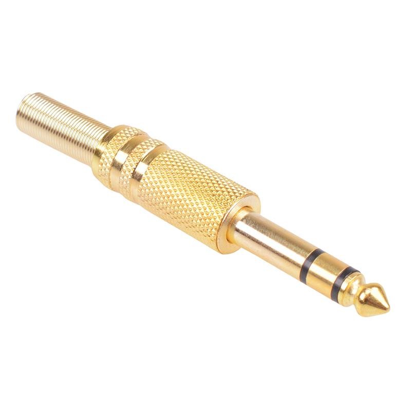 6.35mm Stereo Plug Gold Plated Metal Housing Connector