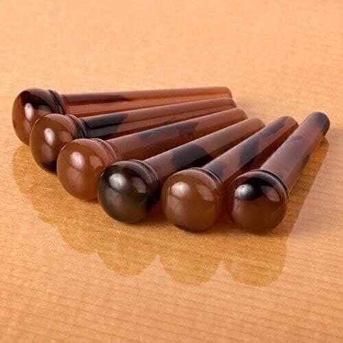 Waverly Dark Tortoise Guitar Bridge Pins, Unslotted, Set of 6 - Picture 1 of 1