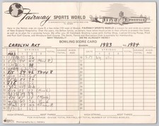 Bowling Score Card Used 1983-1984 Fairway Spo...