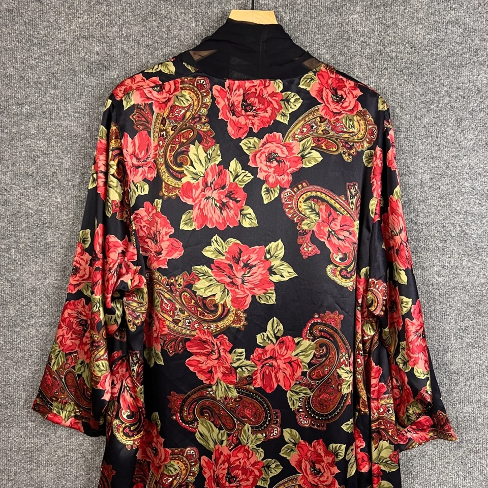 Bata Kimono Vintage Etiqueta Dorada Victoria's Secret Floral Paisley Plumero Larga Grande Foto 4 de 4