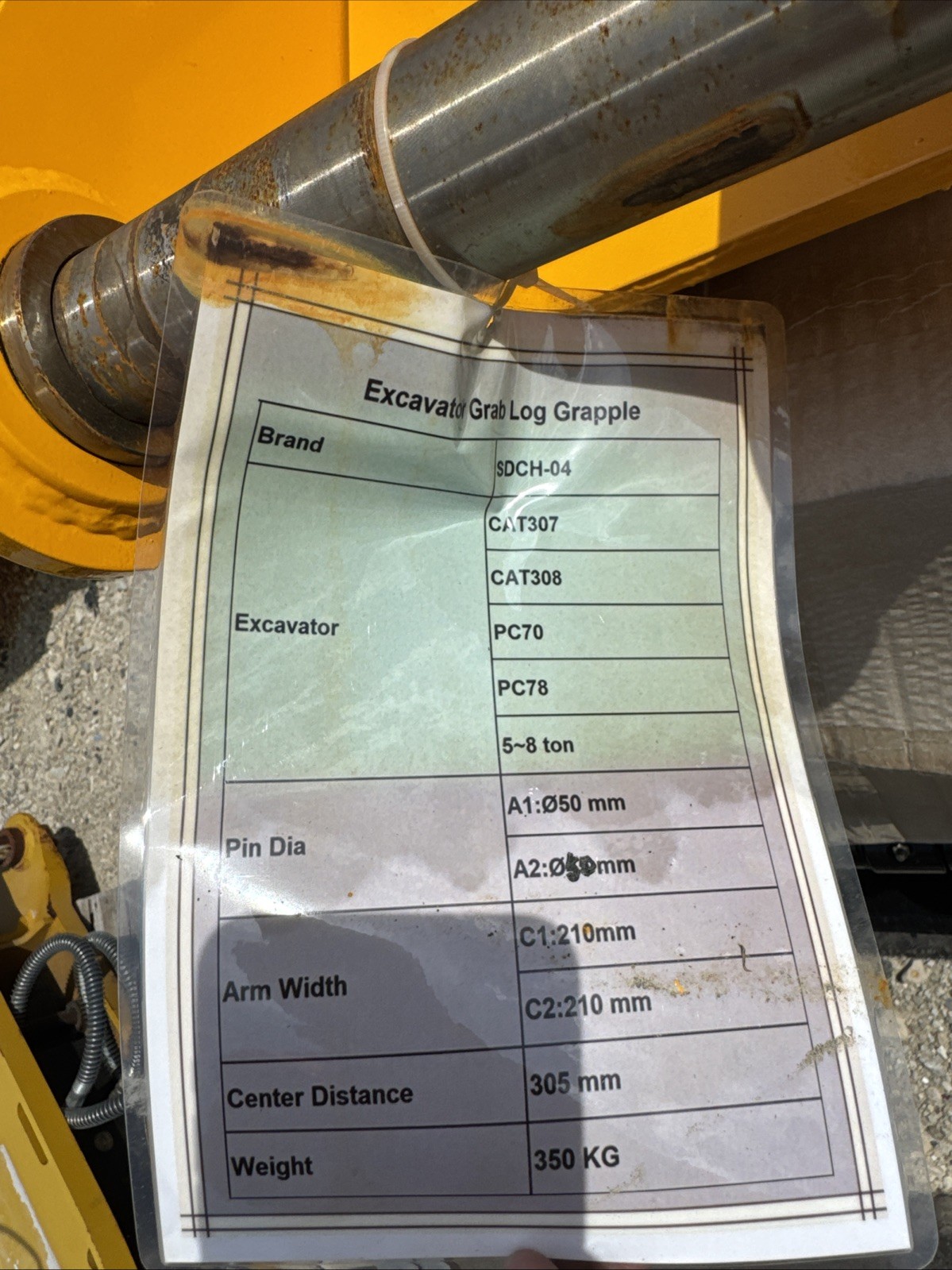 Cat 307 308 Mini Excavator Grapple Hydraulic New 50 Mm Pin Rotates