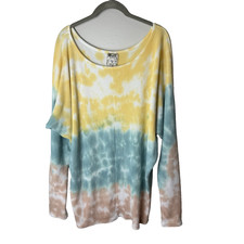 Vocal USA Top Size Larrge Tie Dye Dolman Long Sleeves Cotton Boho Made in USA