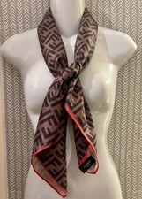 Fendi Zucca Foulard Square Scarf 100 Silk Scarf Head/Neck/Bag Tie Shawl 35 x35