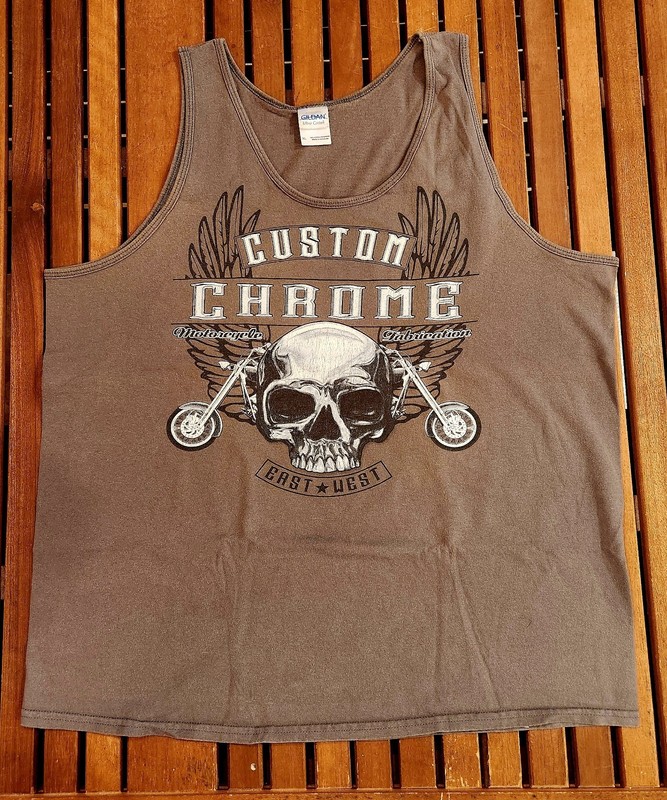 MOTERCYCLE CUSTOM CHROME SHIRT SKULL VINTAGE GRAPHIC TANK TOP  HARLEY D STYLE XL