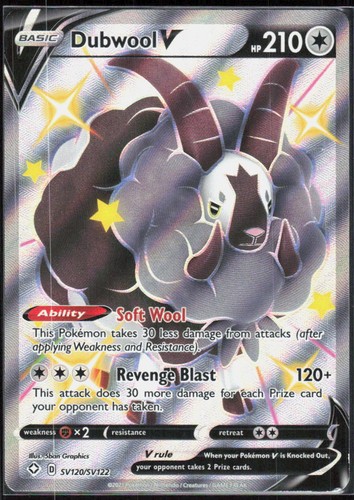 Dubwool V SV120/SV122 Holofoil ShHR Shining Fates: Shiny Vault NM Pokemon
