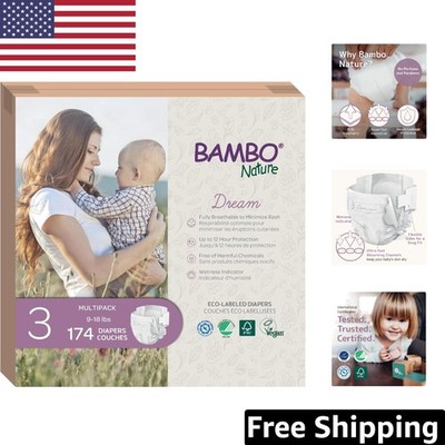 Chlorine-Free Size 3 Baby Diapers - 174 Count, Eco-Friendly & Sensitive Skin