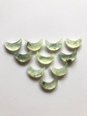 Natural Prehanite Moonshape Cabochon 10mm To 20mm Loose Gemstone